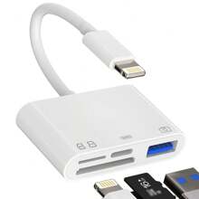 1pc Camera SD Card Reader Adapter Compatible With IPhone, Lightning/Type-C To USB OTG Adapter Micro TF SD Card Power Charger Splitter Connector For IPad, IPhone 15 14 13 12 11 XS XR X Cameras