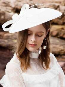 HIMESPORT Eleganter Fascinator Hut | Hochzeits Derby Cocktail Stroh Breitrand | Vintage Kirche Teefeier für Damen | Sommer Strand Brautmutter