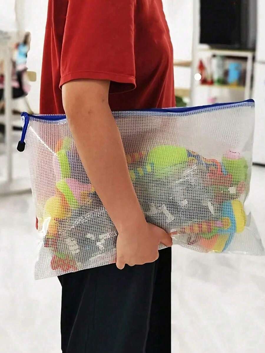 5/10PCS Zipper File Bags Plastic Mesh Zipper Bags Waterproof File Bags Board Game Storage Bags For Office Home Travel (A3 Size 16.9 X 12 Inch, White) - Multicolor - View 1