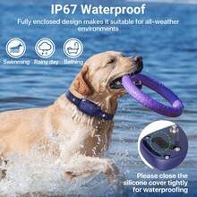 狗吠项圈，带蜂鸣振动的自动吠叫项圈，可充电防吠项圈，可调节 8 种灵敏度，适用于大中型犬的智能吠叫训练项圈