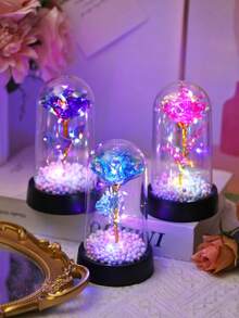 1 pièce Rose artificielle dorée (avec perles en mousse) Veilleuse, Décoration de maison, Convient pour la décoration de mariage, la décoration de fête, la décoration d'anniversaire, cadeau d'anniversaire, cadeau de fête des mères (multicolore), décoration de mariage, décoration d'anniversaire, décoration de veilleuse - Fleurs en feuille d'or - Voir 4