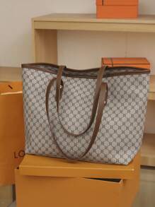 SHIMEINI 1 pieza Bolso de gran capacidad de color mixto de moda europea y americana 2025, bolso de viaje, bolso de compras, adecuado para uso diario de mujeres, estudiantes de vuelta al colegio, viajes de vacaciones, festividades, citas, regalos
