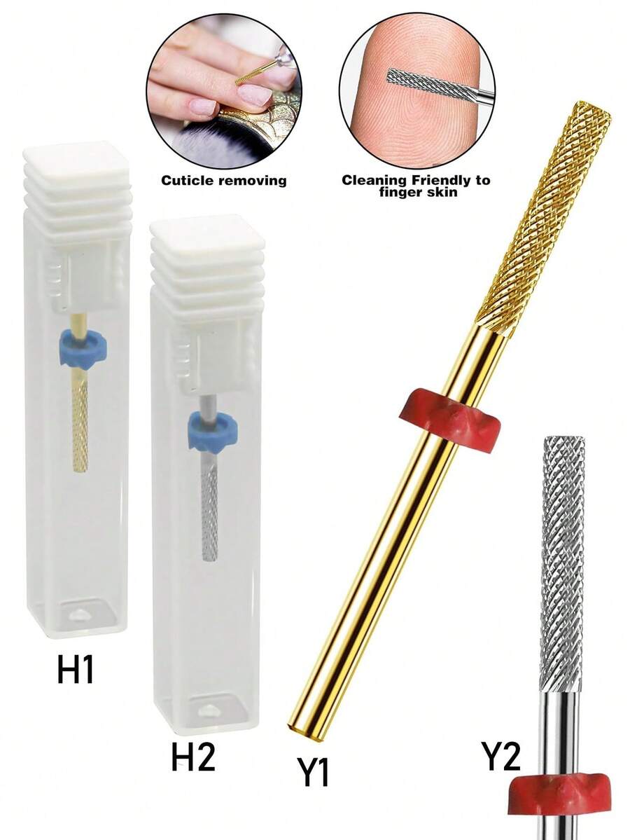 1件金银美甲钻头，角质层专业美甲钻头，钨钢钻头，3/32英寸，用于指甲准备、指甲床锉、死皮清洁、凝胶卸除等美甲用品工具