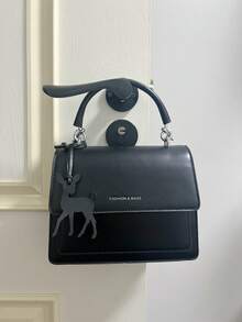 1 pieza Colgante de carro, llavero, mochila, bolso de hombro, bolso de hombro, bolso de mano, bolso de mano, otros bolsos de almacenamiento, colgante, bolsa de equipaje, colgante de cintura de pantalones, de unicolor PU, de moda, simple, versátil, lindo, lindo e interesante, con dibujo de animal de ciervo, ciervo, ciervo pequeño, adecuado para parejas, estudiantes, hombres, estudiantes, escuela, hombres, mujeres, trabajo, viajes diarios, vacaciones, viajes de negocios, adecuado para niños, vacaciones, novias, madres, novias, novias, regalos pequeños, regalos de cumpleaños - Negro - Ver 4