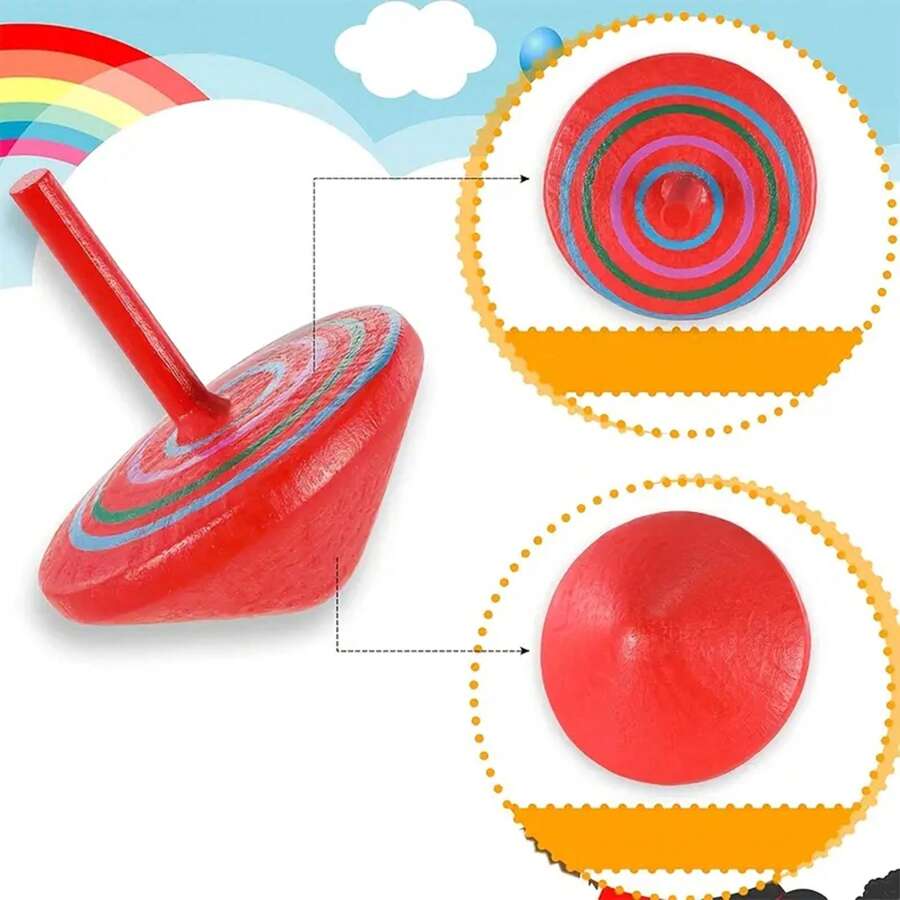 10/15/20 件彩色木制旋转陀螺，彩虹陀螺玩具，适合派对、生日、节日礼物（颜色随机）