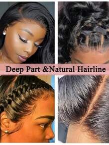 13x4 Transparent Lace Front Wig 180% Density Brazilian Straight Human Hair Pre-Plucked With Baby Hair Natural Hairline 16-34 Inch For Women Frontal Lace Wig Realistic Edges Vacation Style