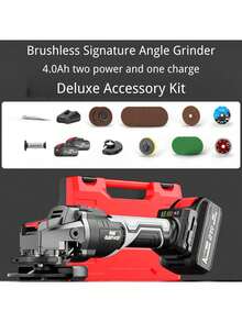 1 件角磨机，无刷电动打磨工具，3 档速度调节，带砂轮、切割轮、防护罩、切割、抛光、男士工作设备。送给丈夫和家人的完美礼物。 - D款 - 查看 13