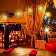 1-To-4 Solar Powered Remote Control Fairy String Lights, Fireworks Lights, Tent Atmosphere Lights, Dandelion Hanging Copper Wire Lights