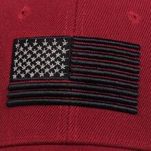 American Flag Embroidered Baseball Cap Solid Color Retro Sun Hat Adjustable Lightweight Clunky Cap For Women Men - 黑色 - 查看 8