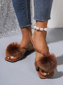 Ladies' Flat Sandals, Slippers, Leather Brown Vacation Storm, West Asian Style Ultra Light Slippers