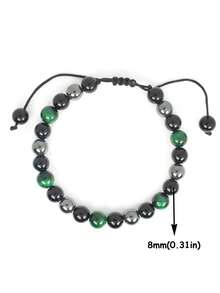 YAUKIA 1pc 8mm Tiger Eye & Matte Black Onyx And Blue Hematite Bracelet – Adjustable Beaded Bracelet For Men Women, Protective Healing Stone, Handmade Gemstone Jewelry, Stylish Gift - Multicolor - View 12