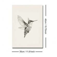 1pc Framed/Unframed Hummingbird Sketch Vintage Poster Canvas Print Neutral Minimalist Antique Bird Wall Art Cottagecore Retro Painting For For Dorm,Apartment,Living Room,Bedroom,Modern Home Decoration