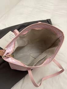 SHIMEINI 1 peça 2025 Nova Moda Europeia e Americana Patchwork Grande Capacidade Bolsa Tote, Bolsa de Viagem, Bolsa de Compras, Adequada para Uso Diário Feminino, Bolsa de Livros de Volta às Aulas para Estudantes, Viagem de Férias, Feriado, Data, Presente