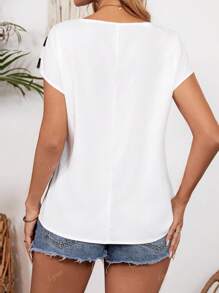 Franclia Casual Summer Holiday Striped Knot Round Neck Sleeveless Bow Hem Open Slit Women Shirt