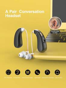 2Pcs Rechargeable Ear-Hanging Hearing Aid, Suitable For The Elderly, With Noise Elimination Function, Ear-Hanging Adult Hearing Loss, Complete Accessories.