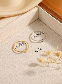 1 pieza, 2 piezas Anillo de mujer de amor hueco de acero inoxidable con diseño sencillo y de moda, adecuado para decoración diaria de la mujer o regalo