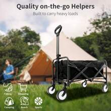 Heavy Duty Collapsible Wagon Cart - Large Capacity Foldable Beach Cart For Camping,Sports,Shopping & More , Portable & Easy To Store