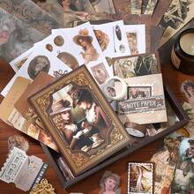 复古笔记本礼品套装，生日礼物，包括日记本、贴纸、胶带和文具，是送给朋友、返校、学校用品的完美礼物 - 彩色 - 查看 7