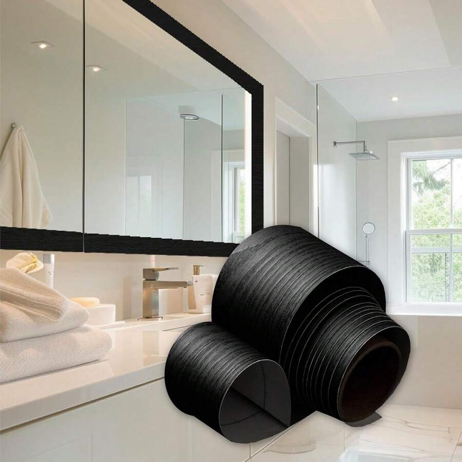 Black Wood Grain Wallpaper, 3D Wood Texture, Waterproof, Easy To Clean And Remove, Suitable For Any Surface And Furniture Self-Adhesive Film - Black - View 1