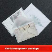5/10pcs Sulfuric Acid Paper Envelope Set, Semi-Transparent Matte Minimalist Invitation Envelopes, Suitable For Weddings, Holidays And Mailing, With Wax Seals, 16*11cm - Sets - View 4