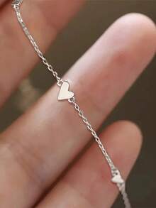 1pc S925 Sterling Silver Heart Shape Bracelet, Minimalist 3Heart Design Daily Ins Style Jewelry Gift For Women