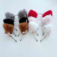 1pc New Plush Fox Ear With Bow And Bell Headband, Adorable Cat/Fox Ear Hairband,Hairband,Hair Hoop,Hair Accessories Headbands