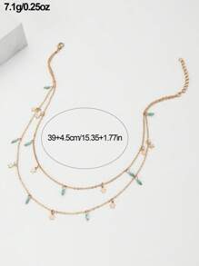 1pc Boho Style Double Layer Star Pendant Necklace, Elegant Gift For Women