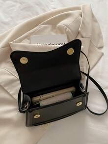 Lightweight,Business Casual Mini Square Bag Elegant Black Top Handle Flap PU For Teen Girls Women College Students,Rookies & White-Collar Workers Perfect For Office,College,Work ,Business,Commute,Outdoors, Travel, Outings - Black - View 8