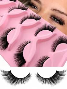 5 pares de pestañas de ojo de gato en paquete de valor | Naturales a dramáticas y esponjosas de falso visón | Pestañas reutilizables para uso diario y de fiesta (¡de fácil aplicación!) - Pestañas Ojos de Gato - Ver 2