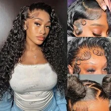 bling hair Perruques Lace Front Wigs Deep Wave, cheveux humains pré-épilés, 13x6 et 13x4, densité 180 %, pour femmes - SNatural - Voir 3