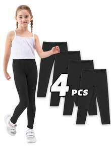 6 件儿童百搭纯黑色九分裤，柔软针织面料女童紧身裤，适合休闲穿着和健身 - 彩色 - 查看 19