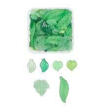 1box 60pcs 6 Styles Transparent & Frosted & Opaque Acrylic Pendants Leaf Leaf DIY Jewelry Accessory