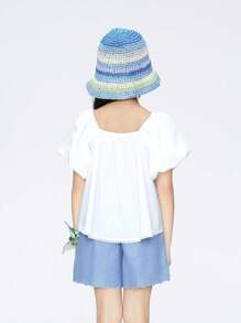 Annil Ropa para niñas, camisa de manga corta para niños de talla media, para el verano