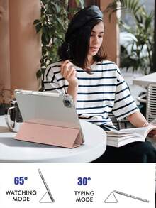 Transparent Folding Case Compatible With IPad Compatible With IPad 10th Generation Case 2022, IPad Case 10th Generation 10.9 Inch, With Slot For Pencil Mini 4/5/6/9.7/10.2/10.5,For IPad Air 4/5, IPad 10.9, IPad Pro 11 Inch, IPad Air 11 (M2) Pro 11 (M4) 2024 Tpu Back Comfortable And Lightweight Soft Frame Suitable-Pink