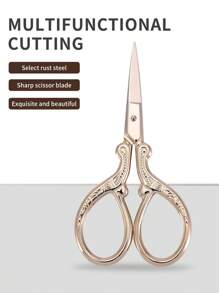 1pc Stainless Steel Gold Straight Tip Precision Scissors, Multipurpose Vintage Beauty Embroidery Trimming Scissors Suitable For Facial Hair, Eyebrow, Eyelash, Mustache, Nose - Perfect For Home, Travel And Outdoor Use,Makeup,Cheap,Room Decor,Vanity,Travel,Bedroom,Makeup Accessories