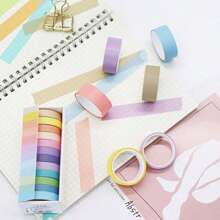 Ensemble de 12 pièces de ruban adhésif washi pour journal, ruban adhésif unicolore arc-en-ciel pour DIY