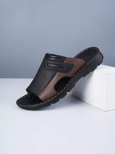 Men's Casual Retro Slippers, Spring/Summer New Design Daily Outdoor Beach Sandals, Minimalist Fashion Lightweight Flip Flops