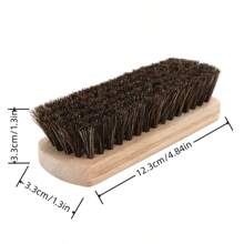 Paquete de 1, Cepillo de cerdas de caballo de alta calidad, aceitado y pulido, para eliminar el polvo, cepillo de zapatos suave, cepillo de madera sólida, resistente, el pelo no daña el cepillo para zapatillas de pulir, adecuado para el pulido de zapatos y el polvo en zapatos
