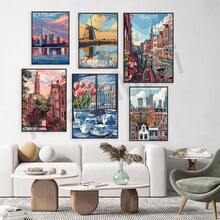 1pc/3PCS Wall Arts Posters For Botanical Travel In Utrecht, Tulip Fields, Kukenhof Gardens, Amsterdam Canal, Flendin, Rotterdam, Delft, Children's Embankment, Netherlands. Suitable For Residential And Dormitory Walls, Living Room And Bar Decoration, Dining Or Bathroom, Room Decoration, Without Frames. High Quality Canvas Art For Indoor/Outdoor Use, Without Frame/With Frame Coastal Decor Coastal Decor Beach Decor ,Wall Art With Frame - Multicolor - View 2