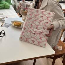 1 szt. koreańskiej małej torby na notebooka z kokardą i świeżym kwiatowym wzorem, 11/13/15 cali, damska torba na tablet - Wielokolorowe - Zobacz 10