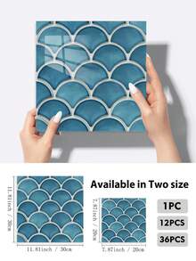 SUPSTICKER 1/12/36 件复古鱼鳞图案 2D 仿瓷砖效果光泽装饰贴纸，升级加厚防水、防油、即撕即贴墙纸，乙烯基贴花，适用于家庭装饰，为您的春季家居装饰增添清新气息壁纸墙贴房间装饰墙贴厨房配件厨房厨房用品厨房装饰 - 彩色 - 查看 5