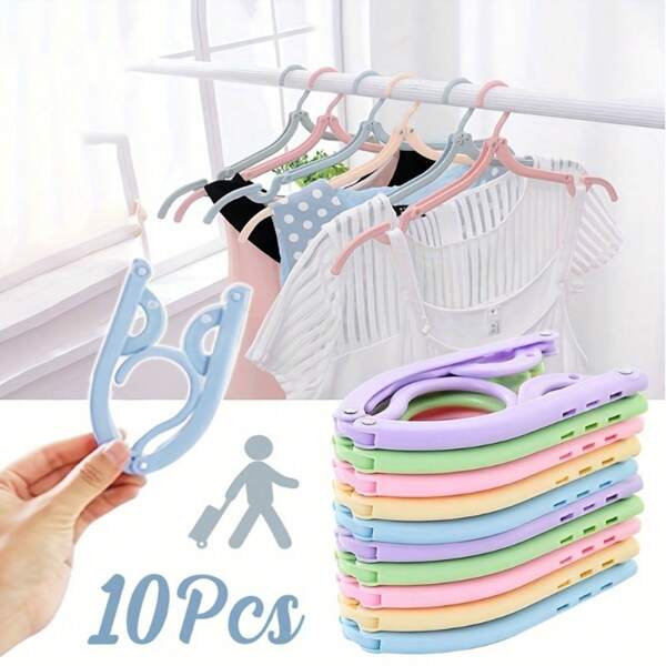 10-Piece Package Space Saving Portable Multi-Functional Folding And Retractable Hanger - Ideal For Travel, Ship, Outdoor, Camping, Business Trips, Student Dormitories