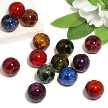 10 piezas de cuentas acrílicas redondas de color ámbar agrietado, de 16 mm, aptas para cadenas de bolígrafos, collares, cadenas de teléfonos móviles y otros accesorios de cuentas