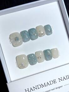 10 piezas de uñas de gato de ojo pintadas a mano, tipo de uña corta, uñas empotradas de trabajo pesado personalizadas, uñas de diseño de alta calidad, uñas de salto de color, uñas postizas de cobertura total, uñas Y2K, uñas en relieve, uñas postizas creativas únicas y de nicho, promoción