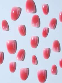 BabyBoomers Nails ,24pcs Short Oval With Glitter And Blush Design French Tip Press-On Nails Short Fit Perfect Acrylic False Nails Set Including: 1pc Jelly Glue And 1pc Nail File, Baby Boomers Nails Suitable For Women And Girls Daily Life And Party Use