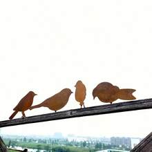 4pcs Rustic Bird Metal Silhouette Garden Stakes, Yard Decor For Autumn - 4 Packaging - View 4