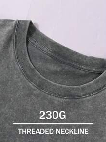 Modelo Skeleton & Beer Graphic Printed Street Style Men's Casual Wear 230g Washed Cotton Round Neck Short Sleeve Comfortable & Breathable Double - Sided Printed Tee For Summer High - Quality Design, For Summer, Daily Atire - 灰色 - 查看 3