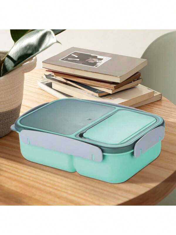 1pc Leak Proof Lunch Box, Plastic Dining Container With Lid, Adult Leak Proof Food Storage Snack Container, Work And Home Snack Container And Tableware