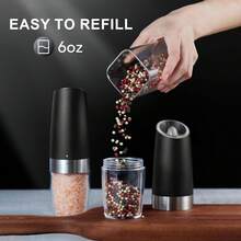 Gravity Electric Salt And Pepper Grinder, Automatic Pepper Grinder Shaker, Upgraded Battery Power, Adjustable Roughness, With LED, Single Handed Operation, Perfect For Kitchen Use - Multicolor - View 2