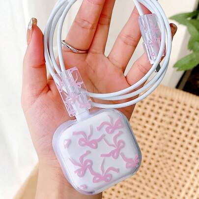 3件套蝴蝶结/苹果图案数据线保护套，适用于20W英规充电器，防止数据线断裂